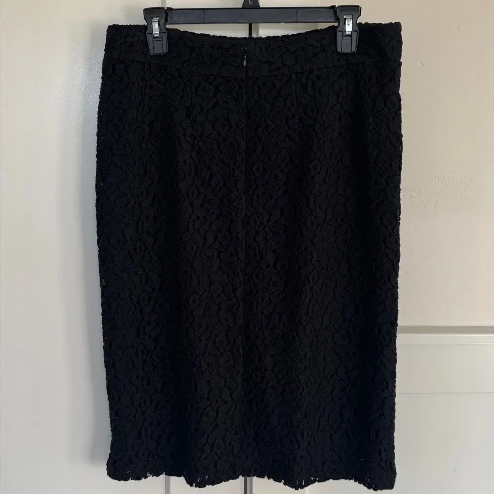 Coldwater Creek Elegant Black Lace Midi Skirt Classic Chic Women’s Size 12 EUC